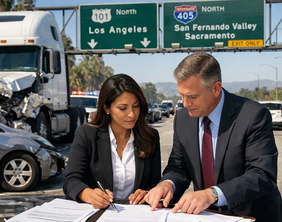 Compensación por accidentes de camión en freeways de California